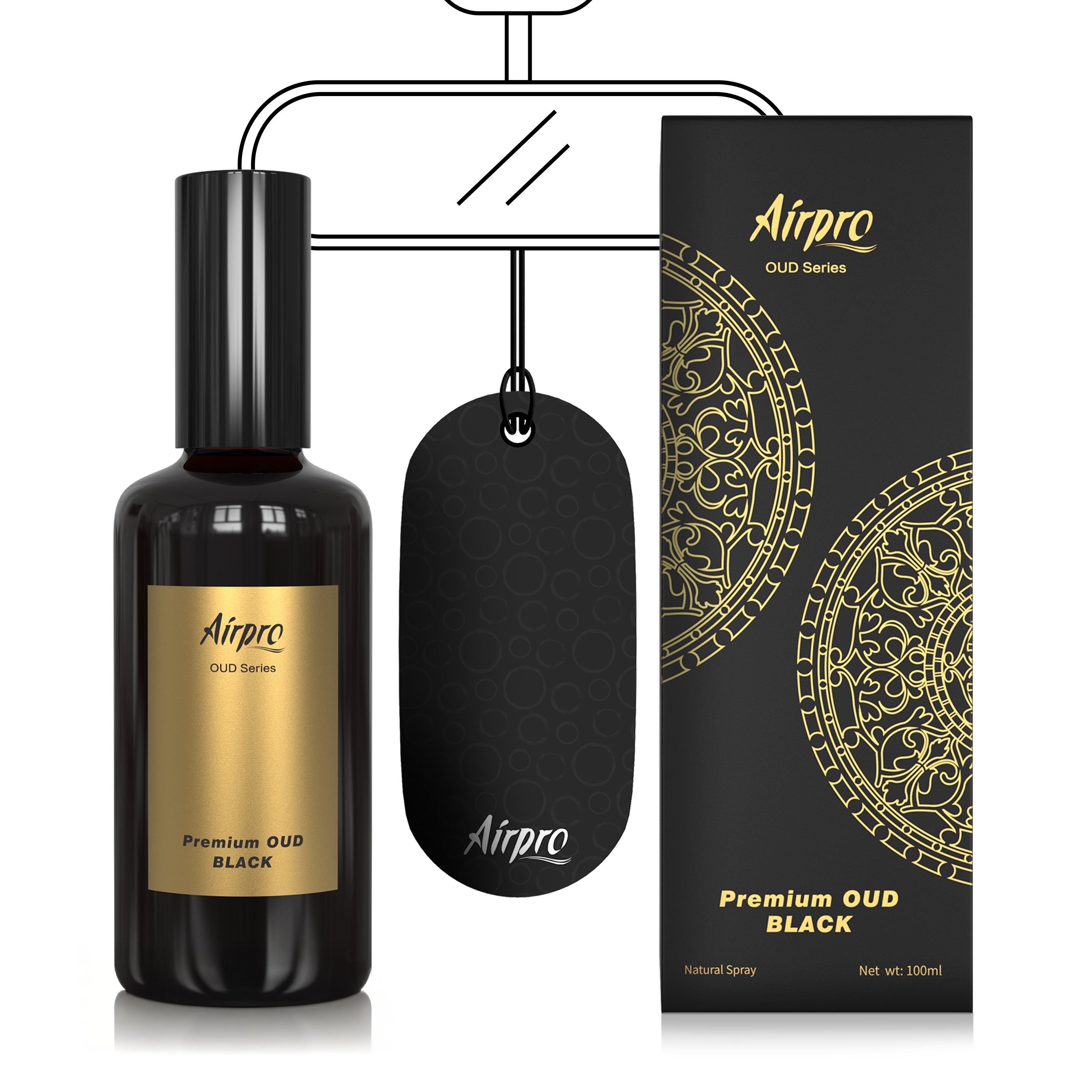 Airpro Luxury Car Perfume Oud Spray Black